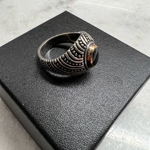 Rare retired James Avery Sterling Silver Black Onyx & 14k GOLD Ring size 6 - Picture 8 of 11